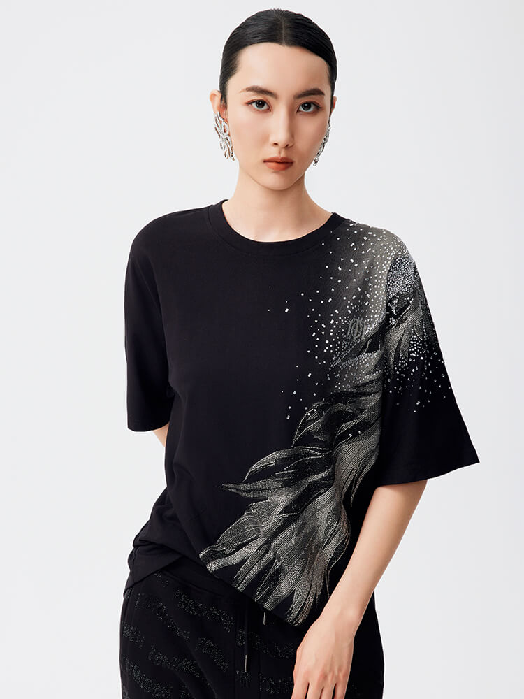 TCH Rhinestone Short Sleeve Black T-shirt