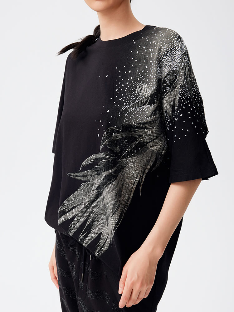 TCH Rhinestone Short Sleeve Black T-shirt
