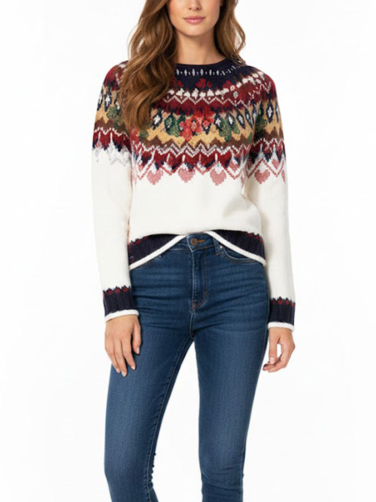 TCH Fair Isle Pattern Rhinestone Christmas Knit Pullover