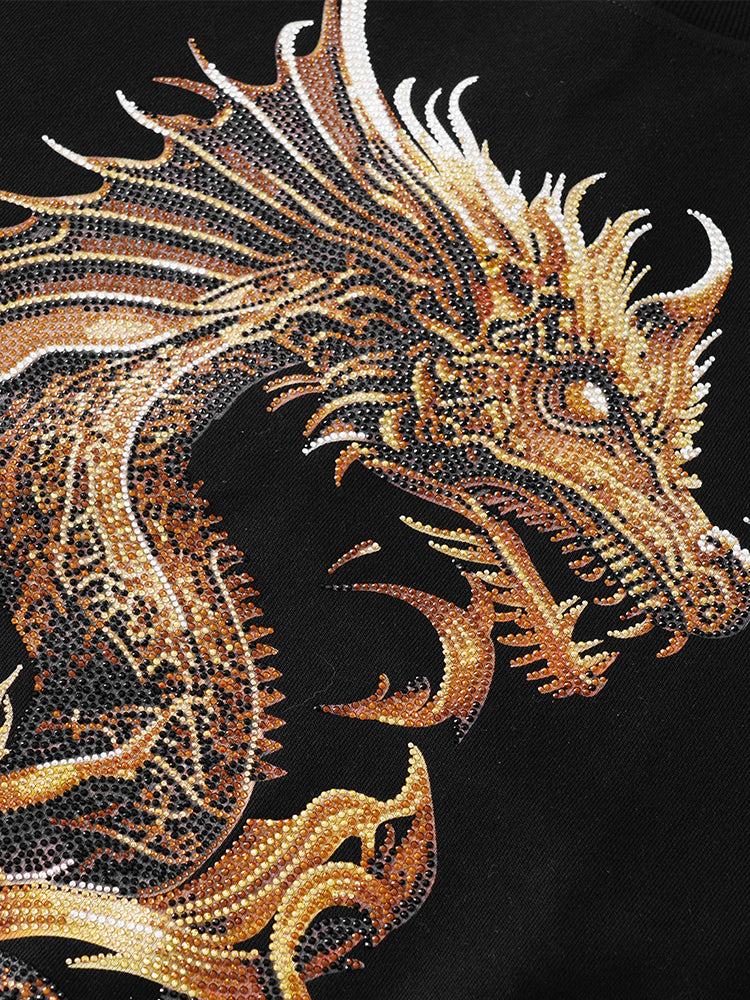 TCH Gold Dragon Rhinestones Black Sweatshirt