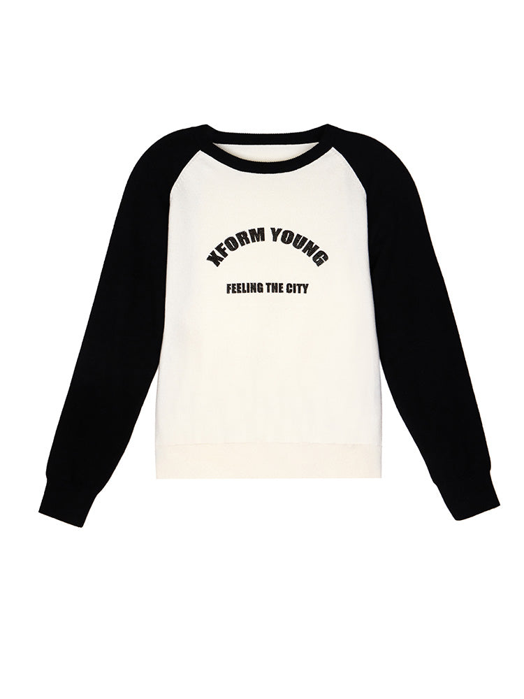 TCH Rhinestone Contrast Raglan Sleeve Sweatshirt